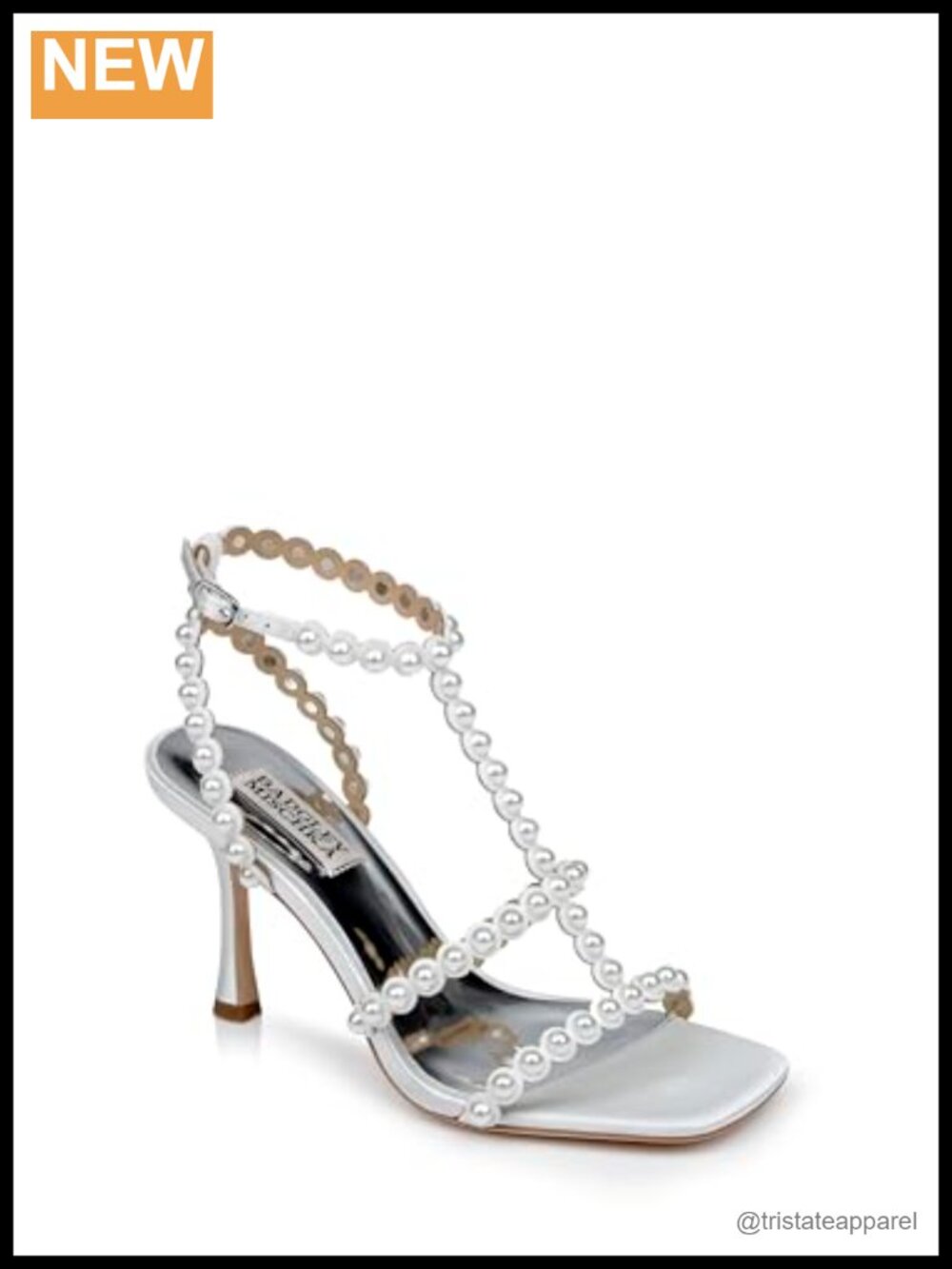 Badgley Mischka Camilla Gladiator Stiletto Heeled Sandal Pearl Ankle Strap